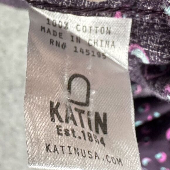 Katin Shirt Mens Large Purple Geometric Surf Beach Ocean Preppy Button SS Pocket - Picture 11 of 12